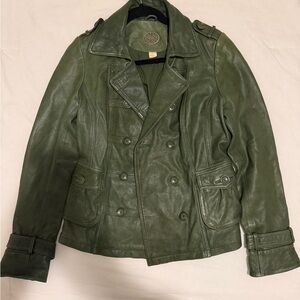 Anthropology Idra green leather jacket size medium